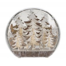 Χριστουγεννιάτικο Διακοσμητικό, με Ξύλινη Διακόσμηση Εσωτερικά και LED Μπαταρίας - Δάσος (40cm)